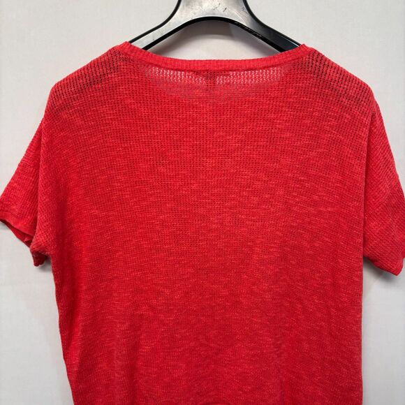 Eileen Fisher Short Sleeve Knit Sweater Size Large Organic Cotton Linen C056 -14 - Picture 10 of 13